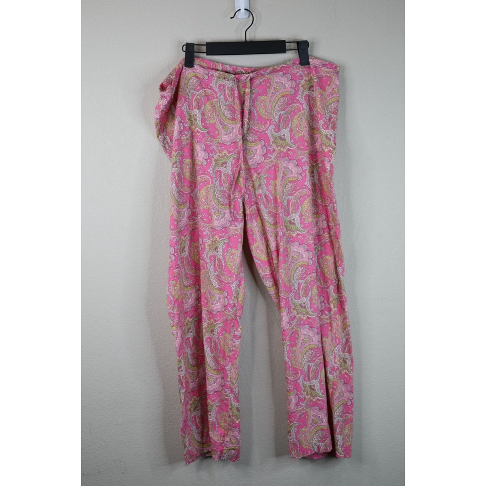 Ralph Lauren Womens Pink Paisley Cotton Lounge Pantsβ Size L Vintage Y2K